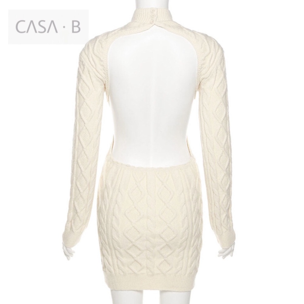 CASA B | Miranda Cable Knit Backless Sweater Dress - Picture 11 of 15
